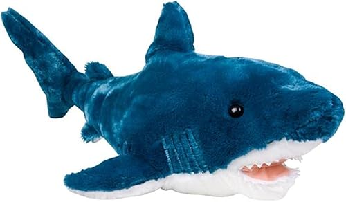 Peluche de tiburón azul de 29.5 pulgadas para niños, juguetes de animales grandes para niños con relleno suave, animal de peluche de tiburón
