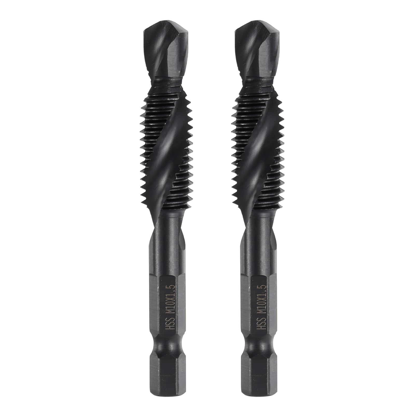 QUARKZMAN 2pz Trapano Maschio Combinati M10 x 1.5 Filettatura 1/4" Esagonale Rivestiti Nitruro Acciaio Alta Velocità 4341 Kit Foratura