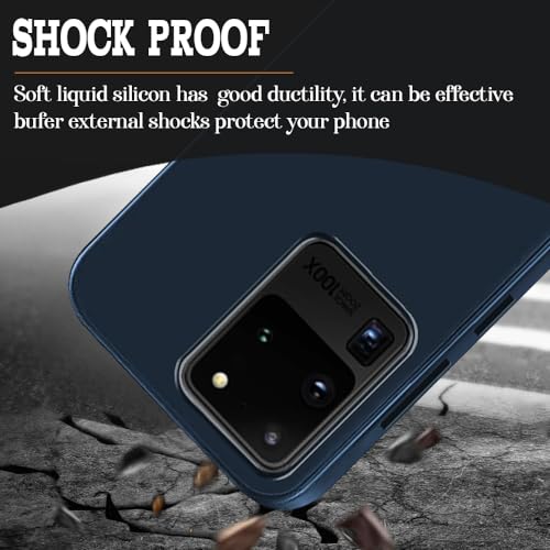 Image of Back Cover | Full Camera Protection | Premium Liquid Silicon Case | Flexible Bumper Case for Samsung Galaxy S20 Ultra 4G / S20 Ultra 5G (Dark Blue)