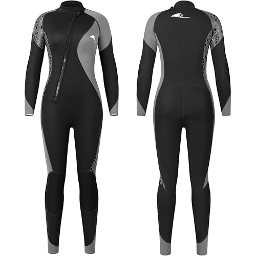 Wetsuit 3mm Wet Suits for Women, Neoprene Full Diving Suits, Front Zip Full Body Keep Warm Wetsuits, for Diving Snorkeling Surfing Swimming Water Sports