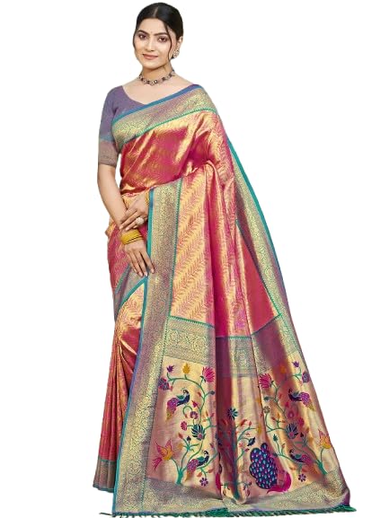 sangam prints Multi Color Kanjivaram Silk Woven Work Traditional Saree-picture-41