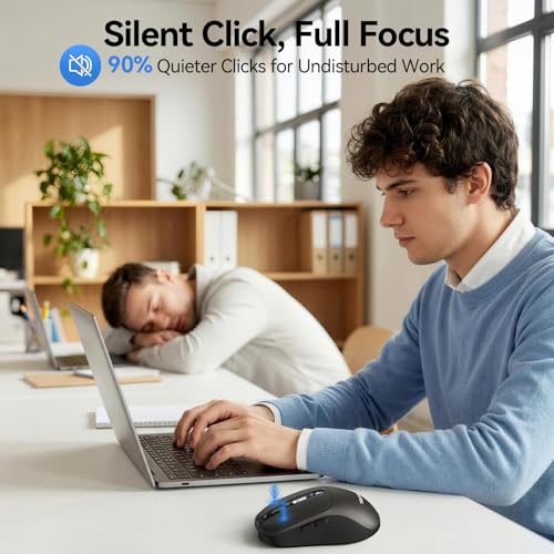 TECKNET Tri-Mode Rechargeable Bluetooth Mouse with LED Display for Laptop - image 5