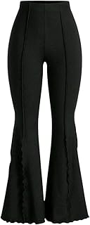 بنطلون شارلستون نسائي مريح عند الارتداء من قماش الليكرا المضلع