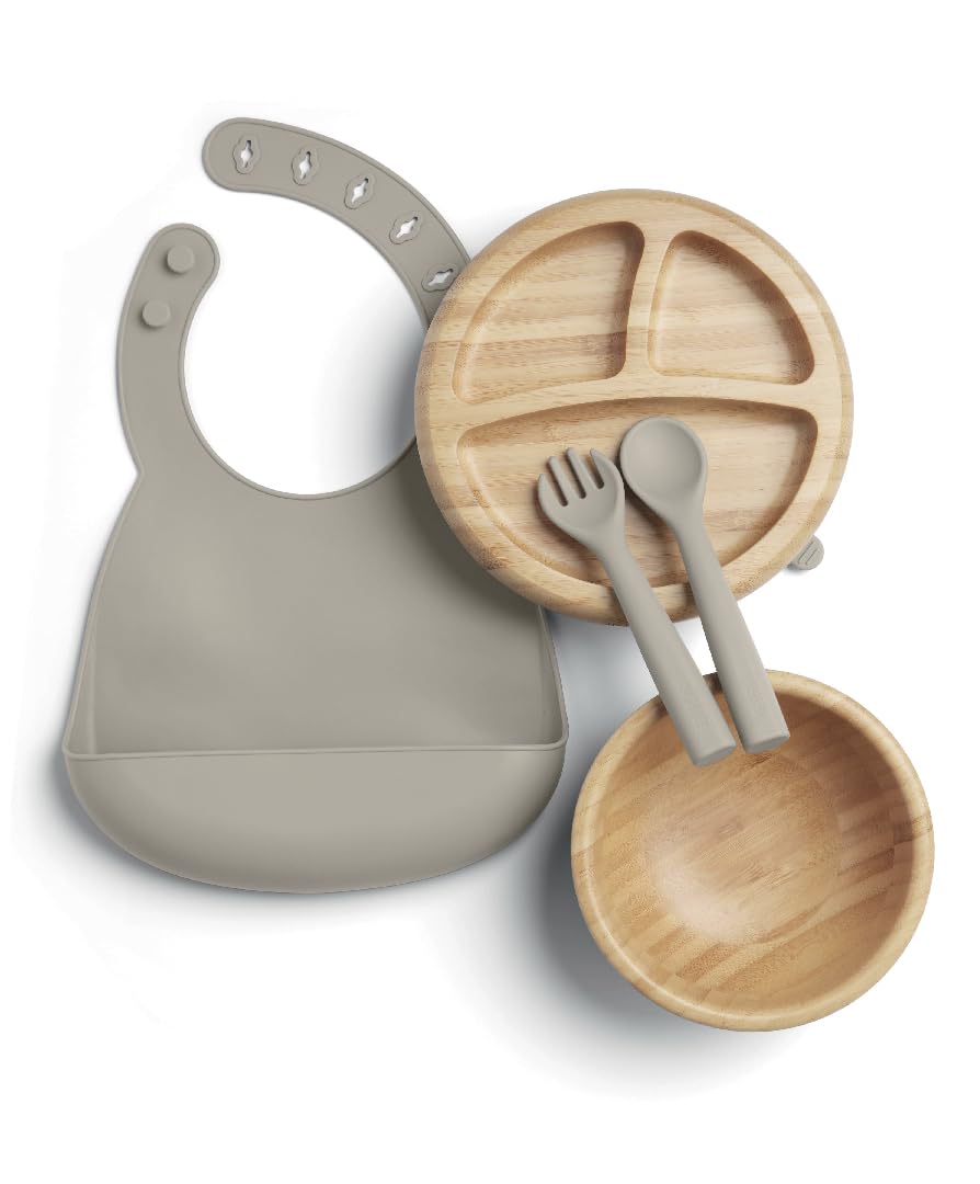 Mamas & Papas 4pc Bamboo Baby Weaning Starter Kit (6-18 Months) - Truffle