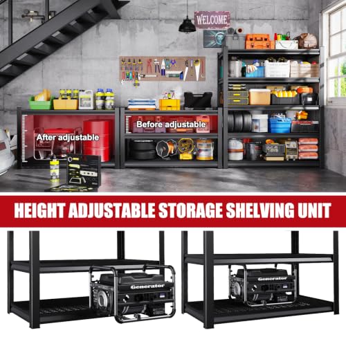 Image of Set of 3 71 inchH Garage Shelving - 2500LBS 5-Tier Storage Shelves, Adjustable Heavy Duty Metal Shelving Unit and Storage Large Wire Rack, Utility Steel Shelf for Shop Warehouse Industrial 71 inchx35 inchx16 inch
