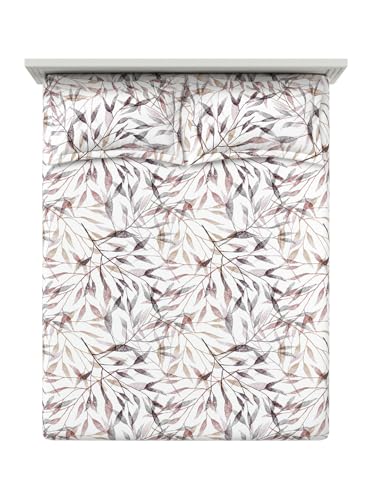Image of DDECOR Live Beautiful 100% Cotton 145TC Leaves King Bedsheet with 2 Pillow Covers | Rotary Printed Breathable Fabric | 224 CM X 254 CM | Luxury Bedding for Home | Cresta Collection | Grape Shake Wine