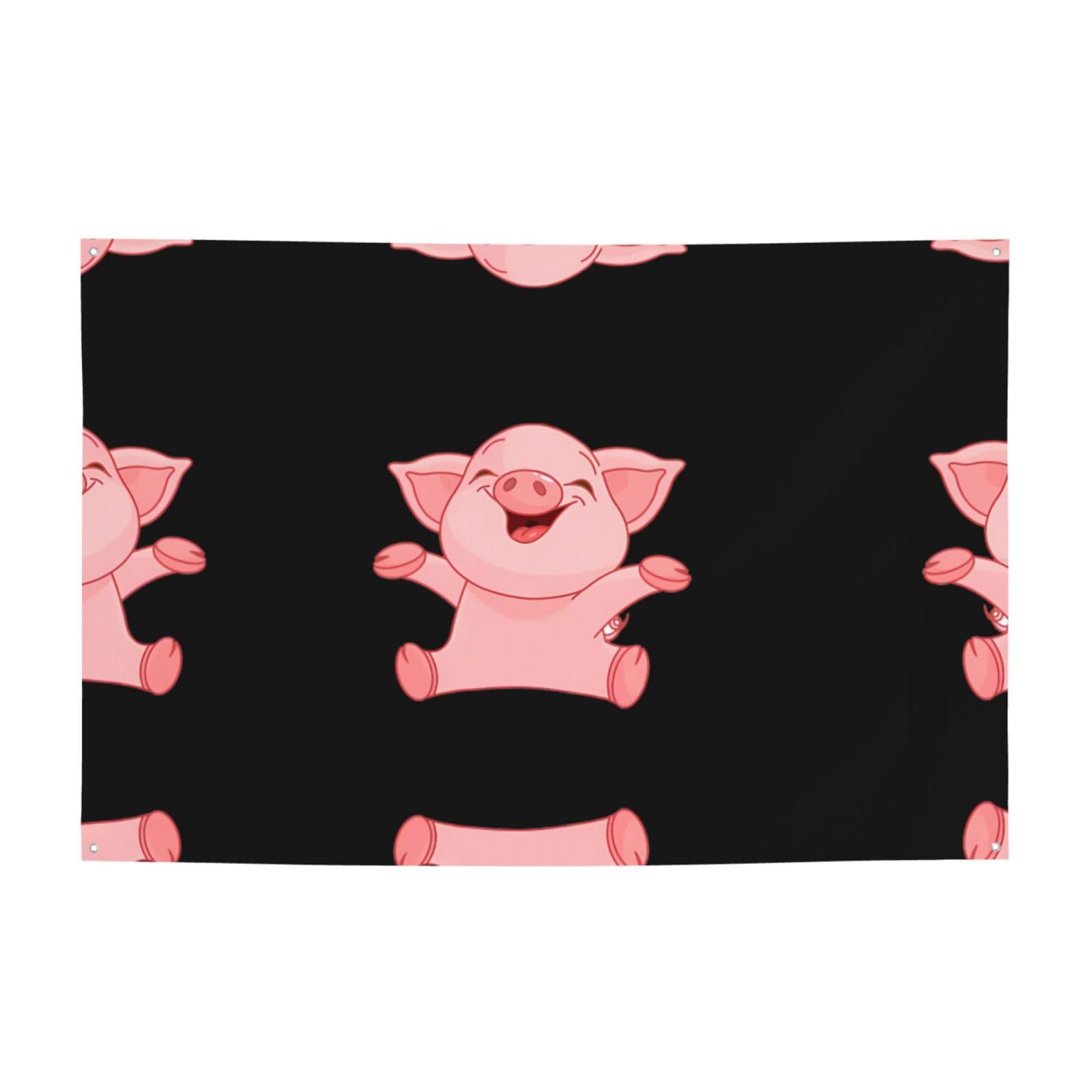 Drapeaux cochon rose imprimés pour fournitures de fête de vacances