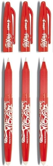 Pilot Red Frixion Rollerball Erasable Pens Pen 0.7mm Nib Tip 0.35mm Line BL-FR7 (Pack Of 3)