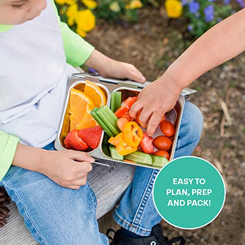 PlanetBox Shuttle Stainless Shuttle Bento Box Style Lunch Box for Kids with 2 Compartments &ndash; Durable, Dishwasher Safe & BPA-Free Food Container