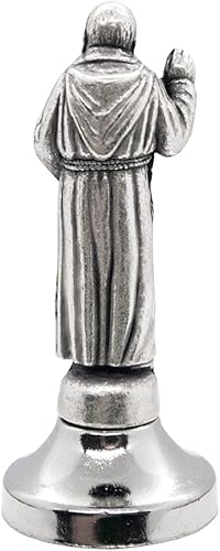 Miniatura 8 de Mini estatua de santo  Figuras clásicas cristianas y católicas  Metal plateado  Parte inferior adhesiva - Se fija fácilmente al tablero del
