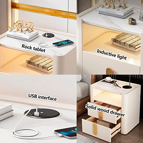 Table d'appoint moderne avec station de charge pour éliminer les câbles