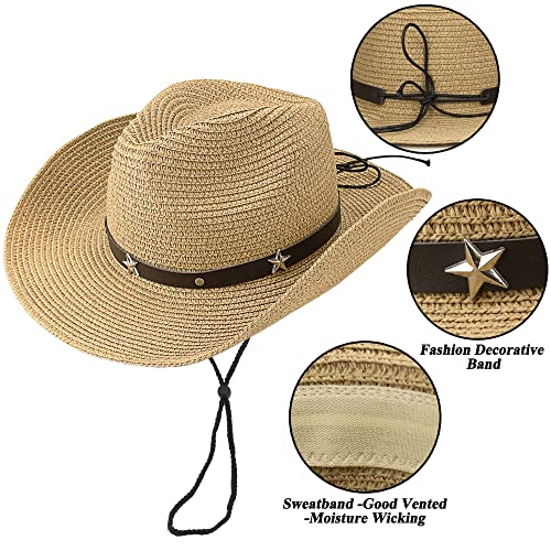 Toddler-Kids Summer-Cowboy-Hats Wide-Brim Sun-Straw-Western-Hat for Boys-Girls 2-7 Yrs3