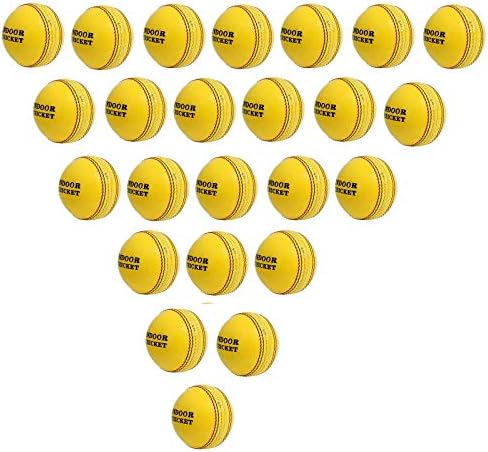 CW Indoor Leather Cricket Ball Yellow Men Seasoned Hand Stitched 2PC Ball