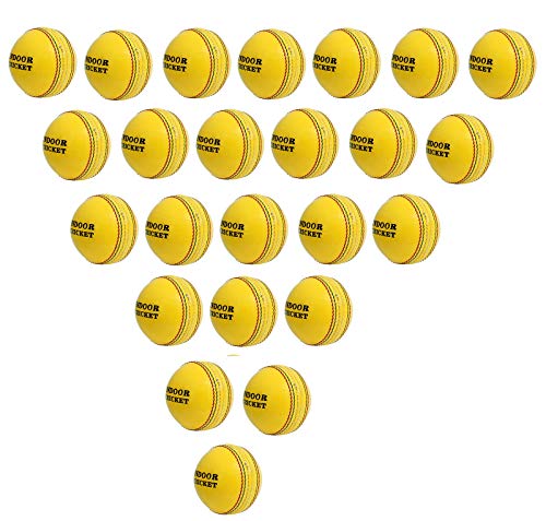 Balle de cricket d'intérieur jaune en cuir cousue main CW 120g pour adultes