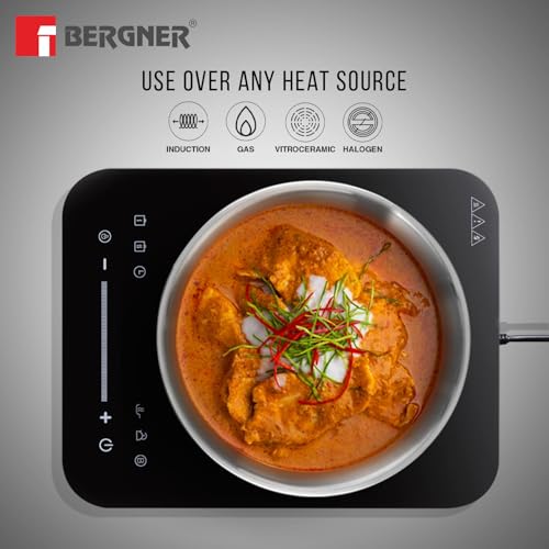 Image of BERGNER Argent Triply Stainless Steel Tasra /Tasla Without Lid, 20cm (1.5 L), Consumes Less Oil, Healthy Cooking, Faster and Even Heat Distributio, Easy to Clean - Induction and Gas Stove Ready
