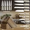 Astercook Knife Set Kitchen with Block and Sharpener Premium Full Tang 17 Pcs German Stainless Steel Knives Dishwasher Safe Kitchen Utensils Set with with and Anti-slip Ergonomic Handle, Cream White