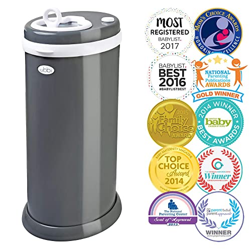 Image of Ubbi Steel Diaper Pail, Odor Locking, No Special Bag Required, Award-Winning, Registry Must-Have, Slate