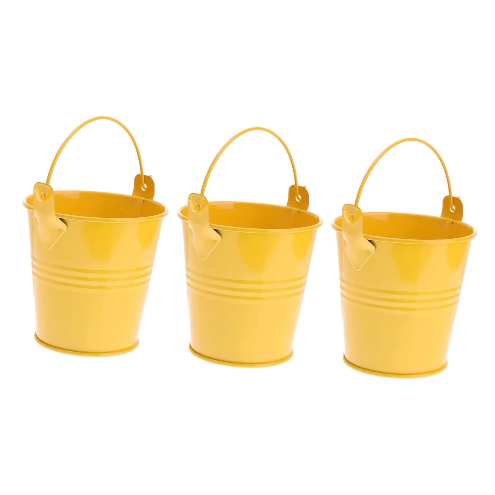 RORPOIR 3pcs Mini Bucket Yellow Flower Pot French Fries Tin Pails Rustic Flower Bucket Mini Plant Containers Favor Pail Buckets French Fries Bucket Decor Tinplate Drum Galvanized