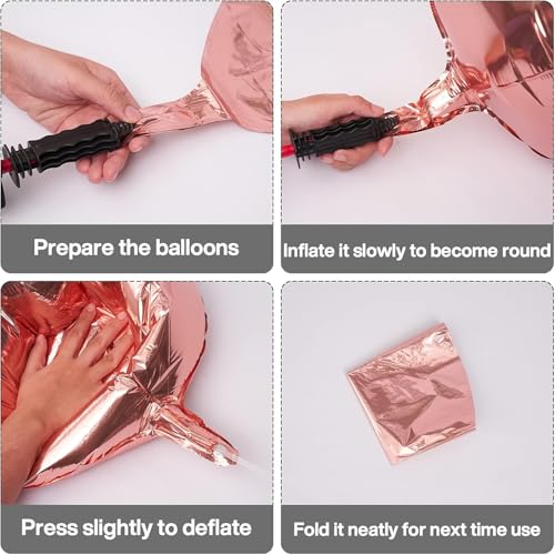 Image of 6pcs 22 Inch Rose Gold 4D Foil Balloons - Large Premium Balloons for Disco Birthday Graduation Party Decorations