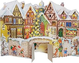 Nostalgischer Adventskalender/Weihnachtsk... mit Bildern und Glimmer "An der Stadtmauer"