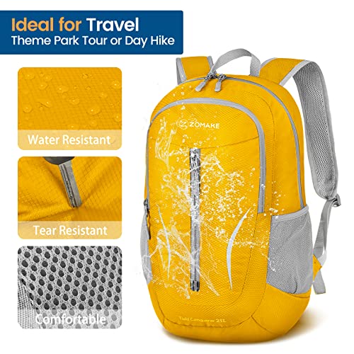 Image of ZOMAKE Ultra Lightweight Packable Backpack 25L, Foldable Hiking Backpacks Water Resistant Small Folding Daypack for Travel(Yellow)