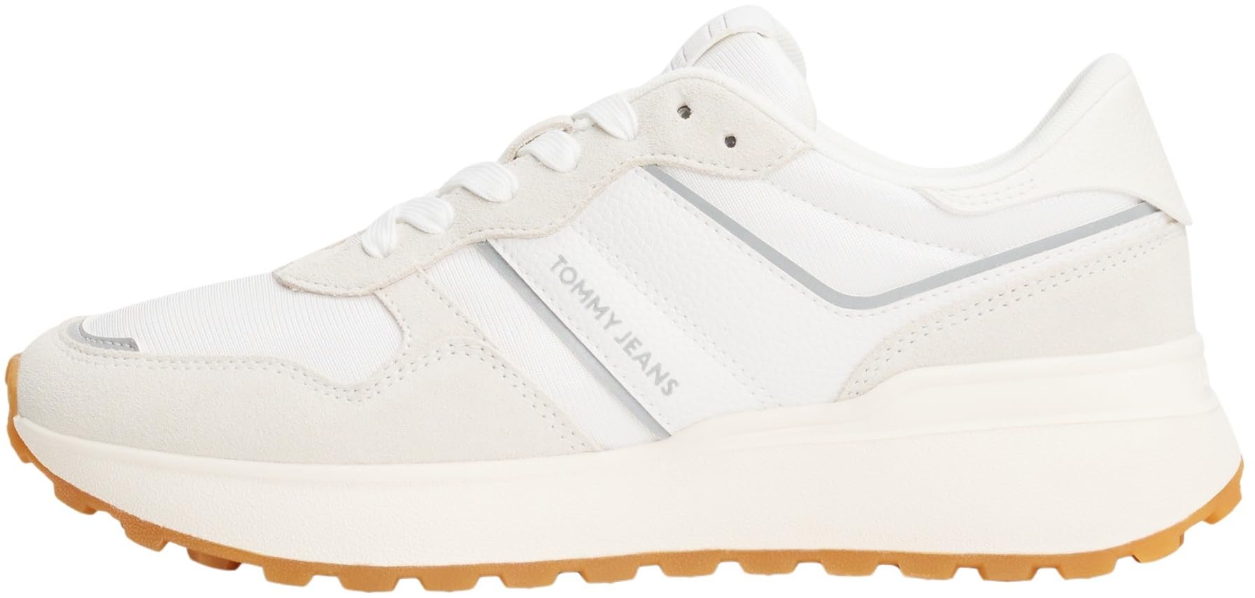 Tommy Jeans Donna Sneakers Running Cleated In Pelle Scamosciata, Bianco (Ecru), 40-image