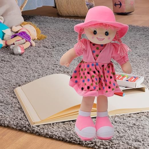 Image of Fun4you Soft Doll 50cm - Cute Pink Plush Toy for Girls, Kids & Toddlers | Stuffed Doll for Baby Girl | Birthday, Nursery, Valentine Gift, Cuddly Toy for Playtime & Room Decoration