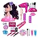 Caste Kinderpuppen Styling Kopf, Mode Spielzeug Kinder Make-up Vorgeben Spielset, Styling Kopf Puppenfrisur Schönheitsspiel mit Haartrockner Geburtstagsgeschenk für Mädchen