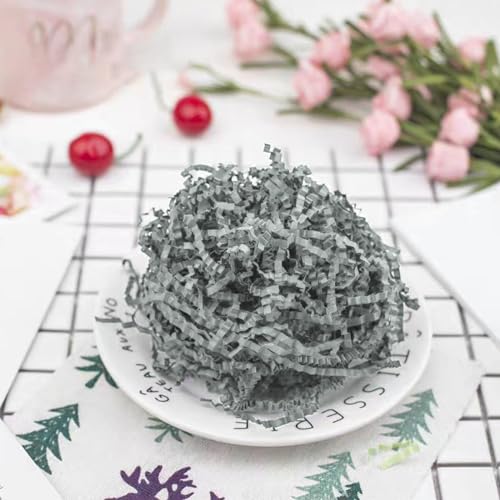 Image of ZEBMOON 2 LB Light Grey Crinkle Cut Paper Shred Filler Great for Gift Wrapping, Basket Filling, Birthday, Wedding, Halloween, Thanksgiving, Christmas Day, New Year Party Decorations Filling Supplies