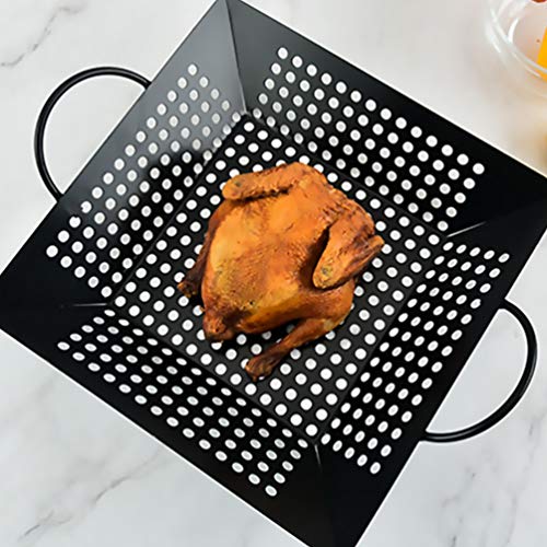 Hemoton – Cesta de churrasco com alça perfurada para grelha, bandeja portátil para churrasco, utensí