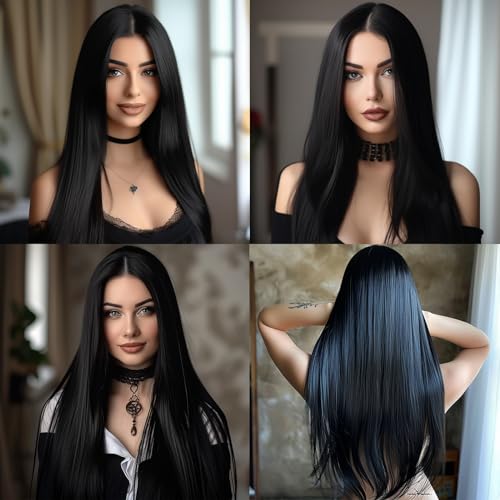 BERRYLION Long Straight Wigs for Women, Black, Average Size - Image 2