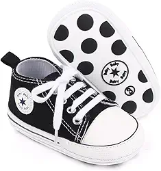 KKIIDDSS Unisex Baby Girls Boys Canvas High-top Shoes, Newborn Infant Anti-Slip Soft Sole Frist Walking Breathable Sneakers