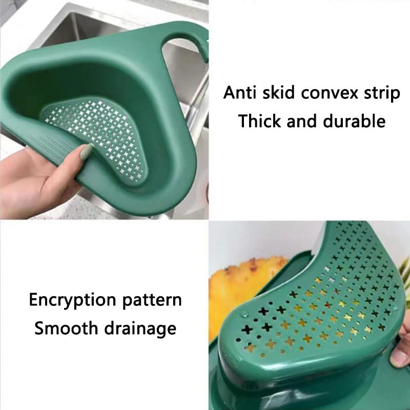 STOOSVIP 4pcs Swan Shape Sink Strainer, Triangular Corner Kitchen Sink Strainer, Punch-Free, Multifunctional Sink Basket, PP Material, Polished/Brushed Finish 4