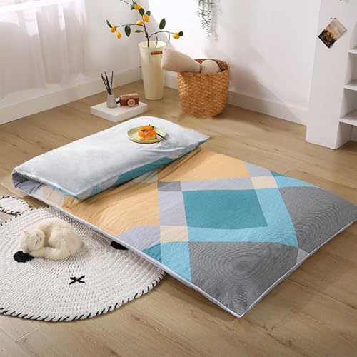 Futon-Matratzenbezug, 100 % Baumwolle, mit Reißverschluss, japanischer Boden-Futonbezug, maschinenwaschbar, volle Größe, 360°-Wickel-Design