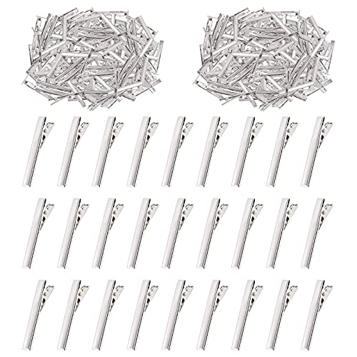 Swpeet Juego de 200 pinzas de cocodrilo de 4,6 cm, perfectas para pinzas de pelo de pico de pato de metal, horquillas de una sola punta para peinar el cabello, accesorios de bricolaje