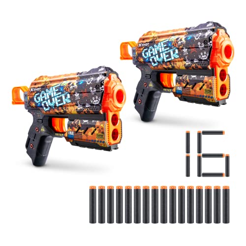 X-Shot Skins Flux, Game Over, Schaumstoff-Dartblaster (2er Pack, 16 Darts)