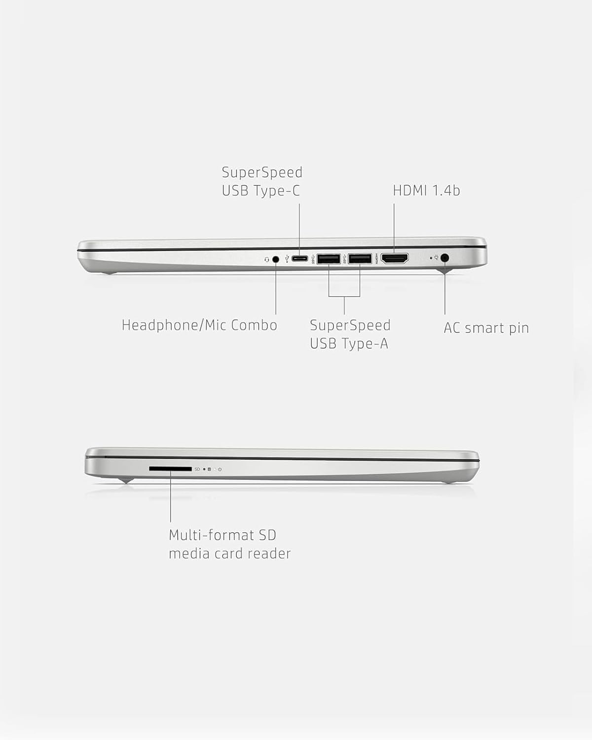 HP 14 Laptop, AD Ryzen 5 5500U, 8 GB RA, 256 GB SSD de alacenaiento, Pantalla Full HD de 14