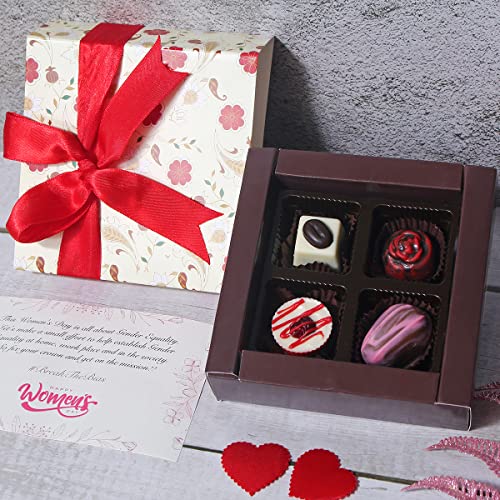 Image of Velvet Fine Chocolates Premium Gift Hamper | 4 Pcs Assorted Chocolate Gift Box for Birthday, Anniversary, Diwali, Holi, Rakhi, Christmas & Special Occasions | Handmade Chocolates | Pack of 1