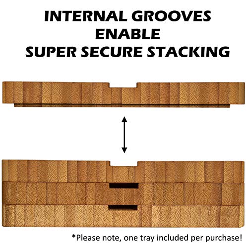 Stackable Bamboo Storage Tray for Apple Watch Bands (Stores 9+, Wood, Includes Cover)