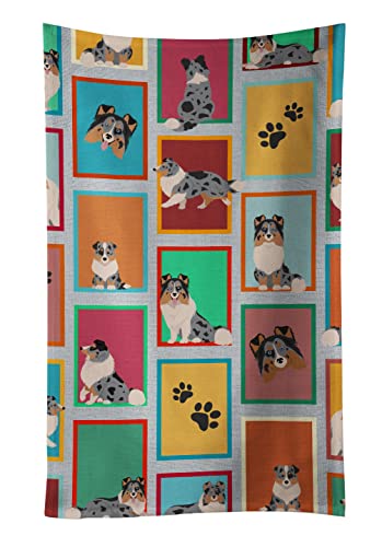 Caroline's Treasures MLM1171KTWL Lots of Blue Merle Sheltie Kitchen Towel Dish Cloths Guest Hand Towel Decorative Bathroom Towel for Face,Tea, Dishcloth, Kitchen and Bath