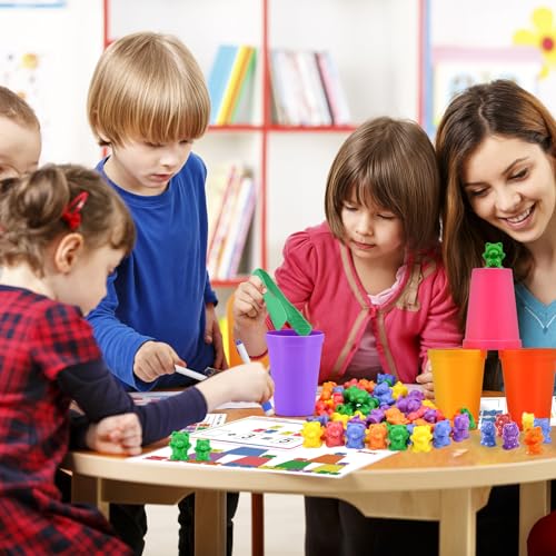 Image of Bmag Counting Bears with Matching Sorting Cups, Preschool Math Learning Game with 24 Big Bears, 24 Little Bears, STEM Educational Learning Activities Gifts for Kids Age 3 4 5 Year Old