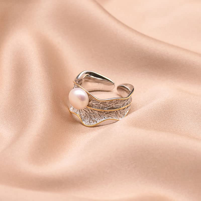 Bague feuille perle blanche d'eau douce pour sublimer vos tenues de mariage
