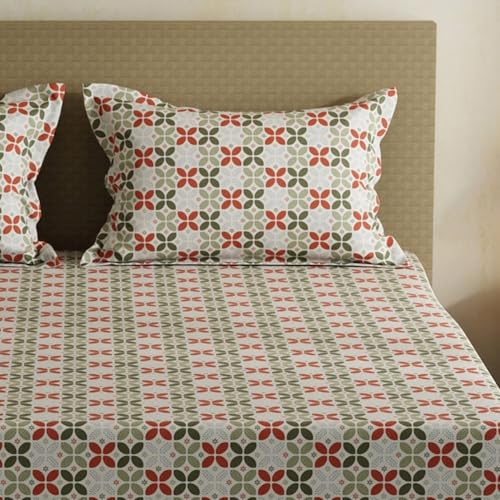 Image of Layers 100% Cotton Bedsheet for Double Size Bed | Lumina Floret Collection | 144 TC Soft & Breathable | Printed with 2 Pillow Covers | Wrinkle Free & Colorfast | 3 Piece Bedding Set - Multicolor