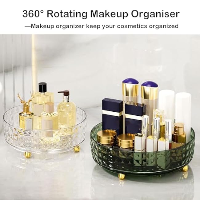 Non Skid Lazy Susan Turntable, 1 Tier Non Skid Spice Rack Turntable, 9 Inch Spinning Organizer, 360 Degree Rotating Seasoning Organizer for Kitchen, Pantry Cabinet, Refrigerator, Dark Green