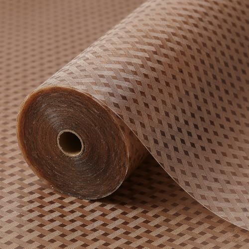 Image of JD FRESH 1.25 Meters EVA Food Grade Fridge Mats /Anti Slip Mat for Kitchen /Washable Shelf Liner Roll Sheet for Wardrobe /Cabinet /Dining Table /Drawer Mat Roll /Refrigerator Mats (Diamond Texture, Brown)