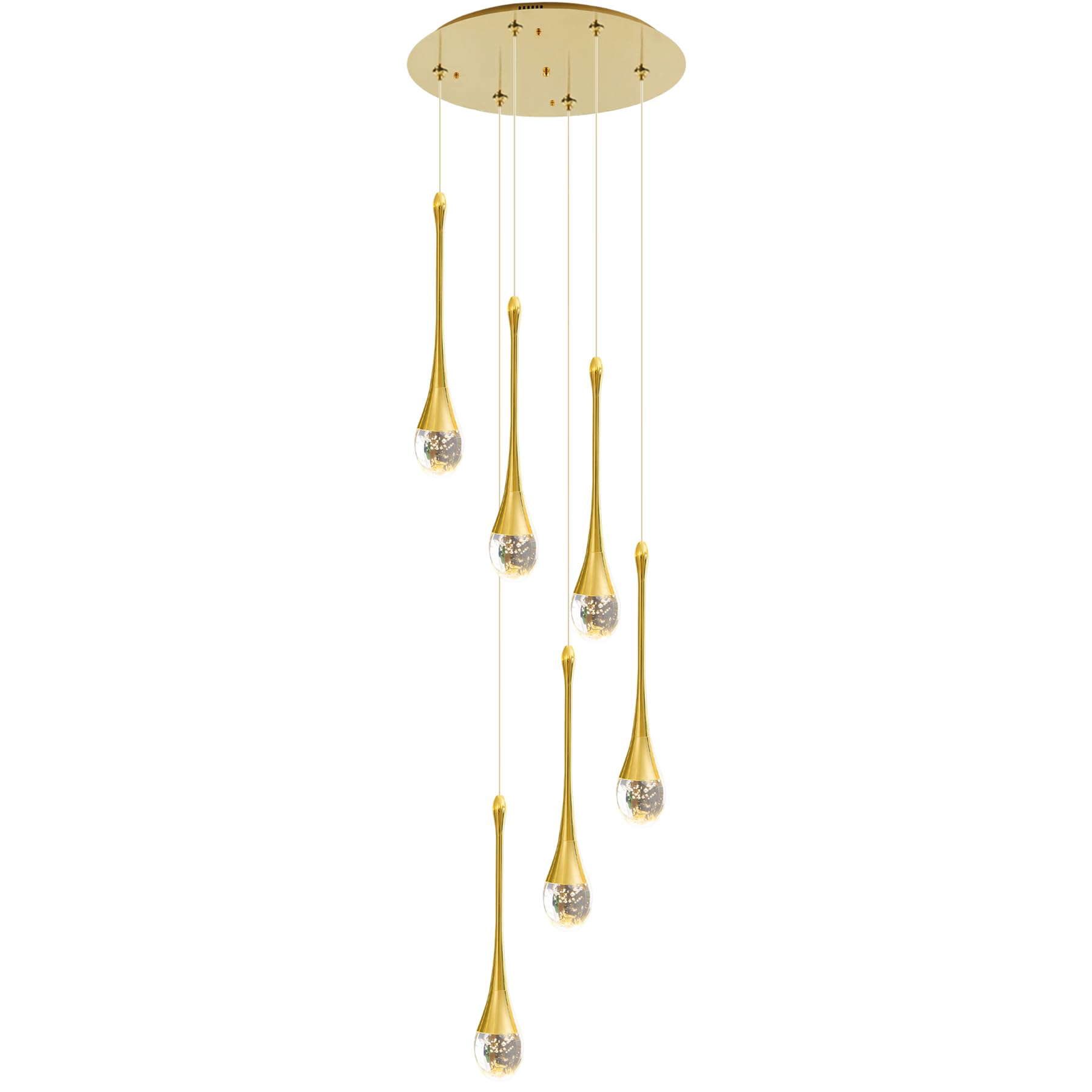 HXYSXHJUO LED Crystal Chandelier - Dimmable, Remote Control, Color Adjustable Pendant Light for Living Room, Foyer, Entryway, Staircase, Elegant Lighting Fixture
