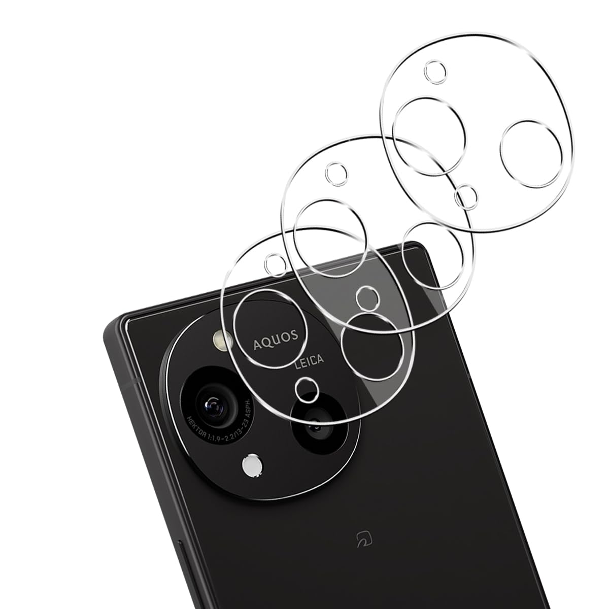 【3枚セット】 対応 AQUOS R10 SH-51F カメラフィルム 【日本旭硝子 硬度9H】 アクオスR10 用 レンズフィルム カメラ保護フィルム 対応 AQUOSR10 カメラ レンズ保護 3D Touch対応 、高透過率 、気泡ゼロ 、防爆裂 、飛散防止 、衝撃吸収 、指紋防止 、ラウンドエッジ加工 、簡単貼り付け