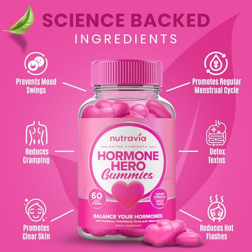 Hormone Balance For Women Gummies + PMS Relief Supplement - Supports Mood Swings, Clear Skin, Reduced Cramps and Bloating - Hormonal PMS Gummies PCOS Vitamin with Cranberry, Dong Quai (60 Gummies) - Image 6