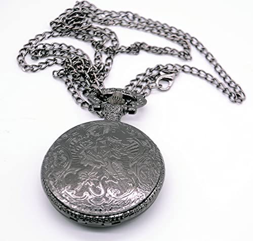 Fashion Cool Black Quartz Mens Pocket Watch Pendant with Necklace Chain&Pocket Chain&Box Gifts3