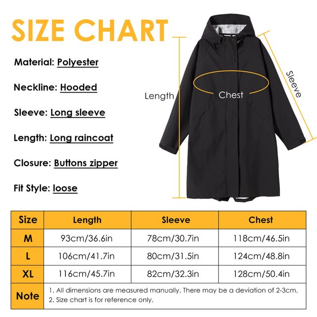 LAMA Regenmantel Wasserdicht Regenponcho Unisex Regenjacke Atmungsaktiv Regencape Regenschutzbekleidung Raincoat für Herren Damen Fahrrad Wandern Camping Reisen, Schwarz, XL